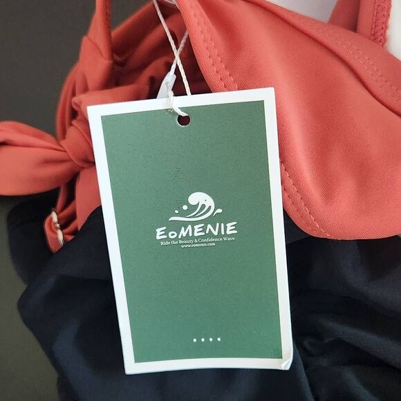 EoMenie Brown and Black One-Piece Swimsuit with Cut-Out NWT Size Small - Picture 7 of 10